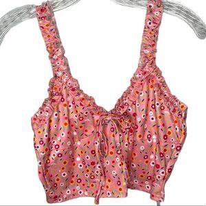 Romwe Flowered Ruffle Crop Top. Size Small. New!